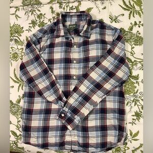 American Eagle Blue and Red Plaid Flannel Shirt